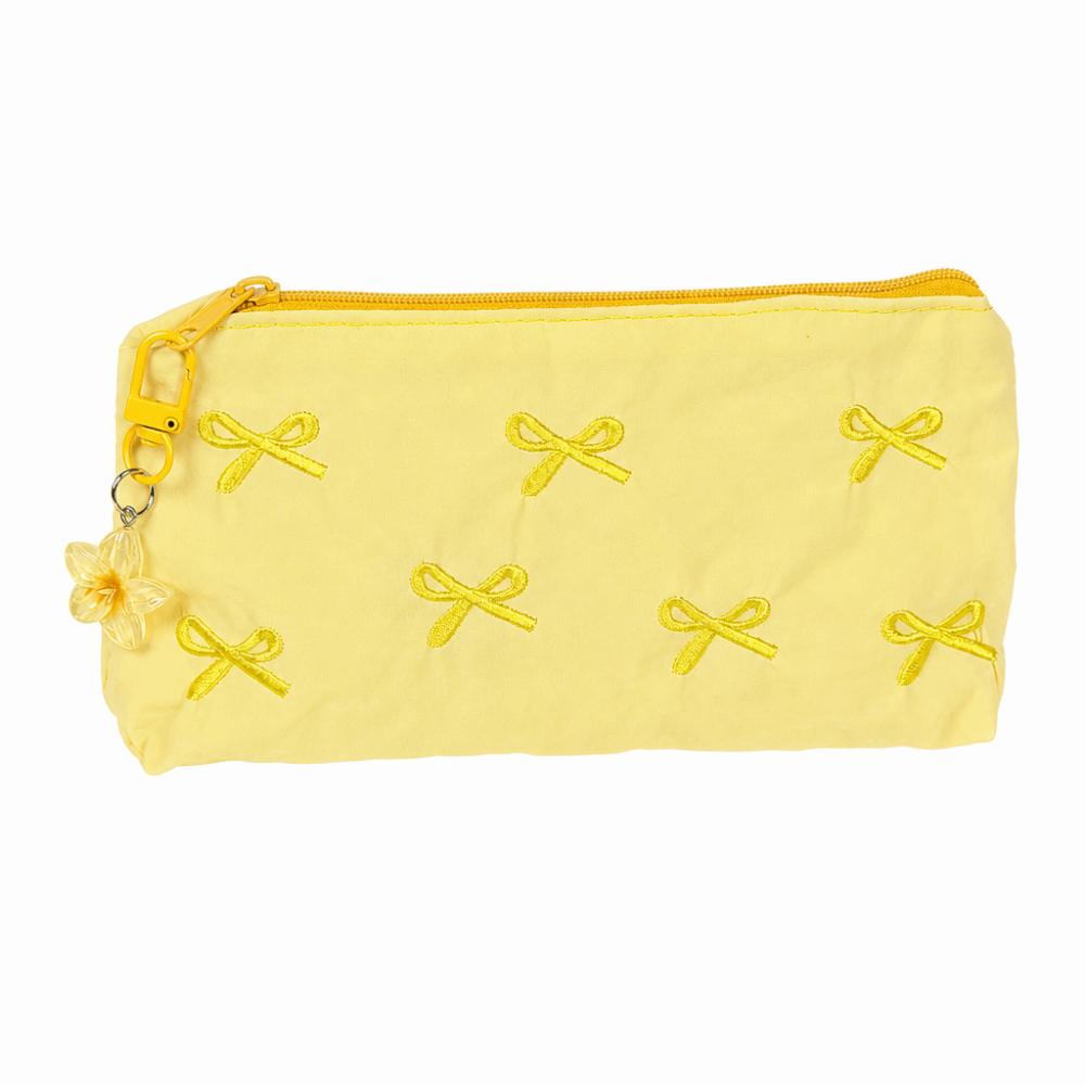Bow Embroidered Pen Bag Large Capacity Pencil Pouch Durable Stationery Organizer  Gift