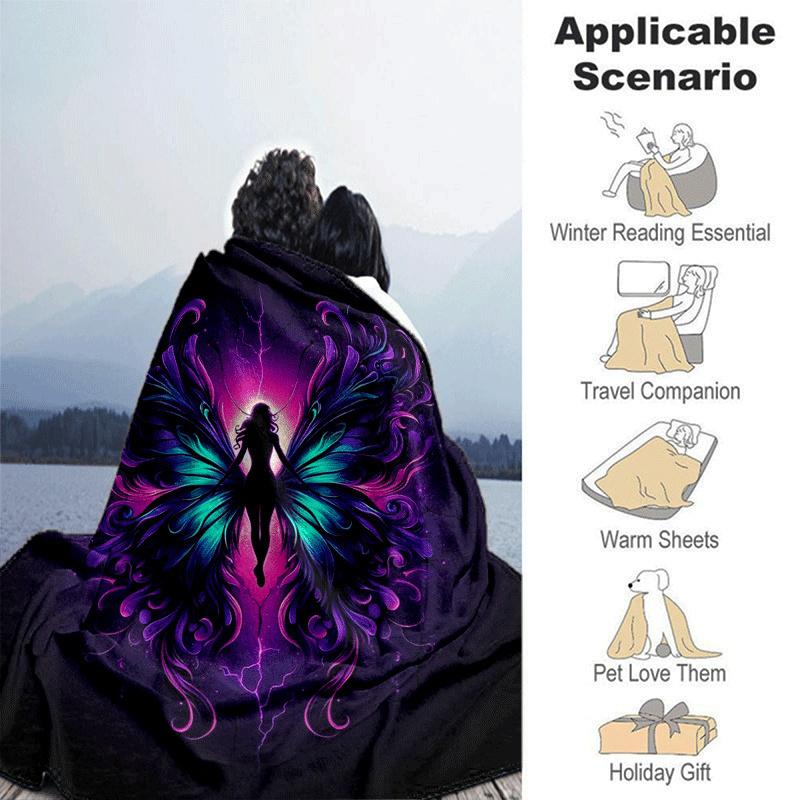 1pc Butterfly Printing Lightweight Flannel Blanket, Comfortable and Warm Blanket, for Camping Sofa Bed and Couch Office, Suitable for Gift Bl