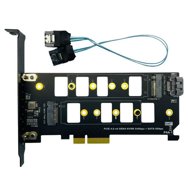 PCIE 4.0 To Dual M.2 NVMe SSD Adapter Card, Black
