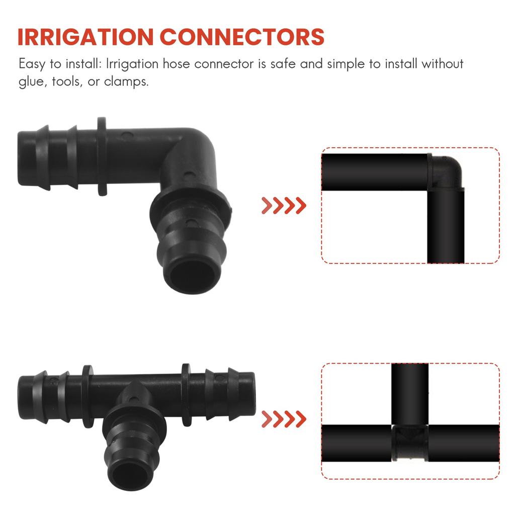 Irrigation Fittings Kit, Irrigation Barbed Connectors For 34 Piec Irrigation Water Hose Connector
