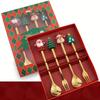 Mirror Polished Stainless Steel Spoon Set Tree/Star/Santa Motifs Mini Dessert Spoons  New Year