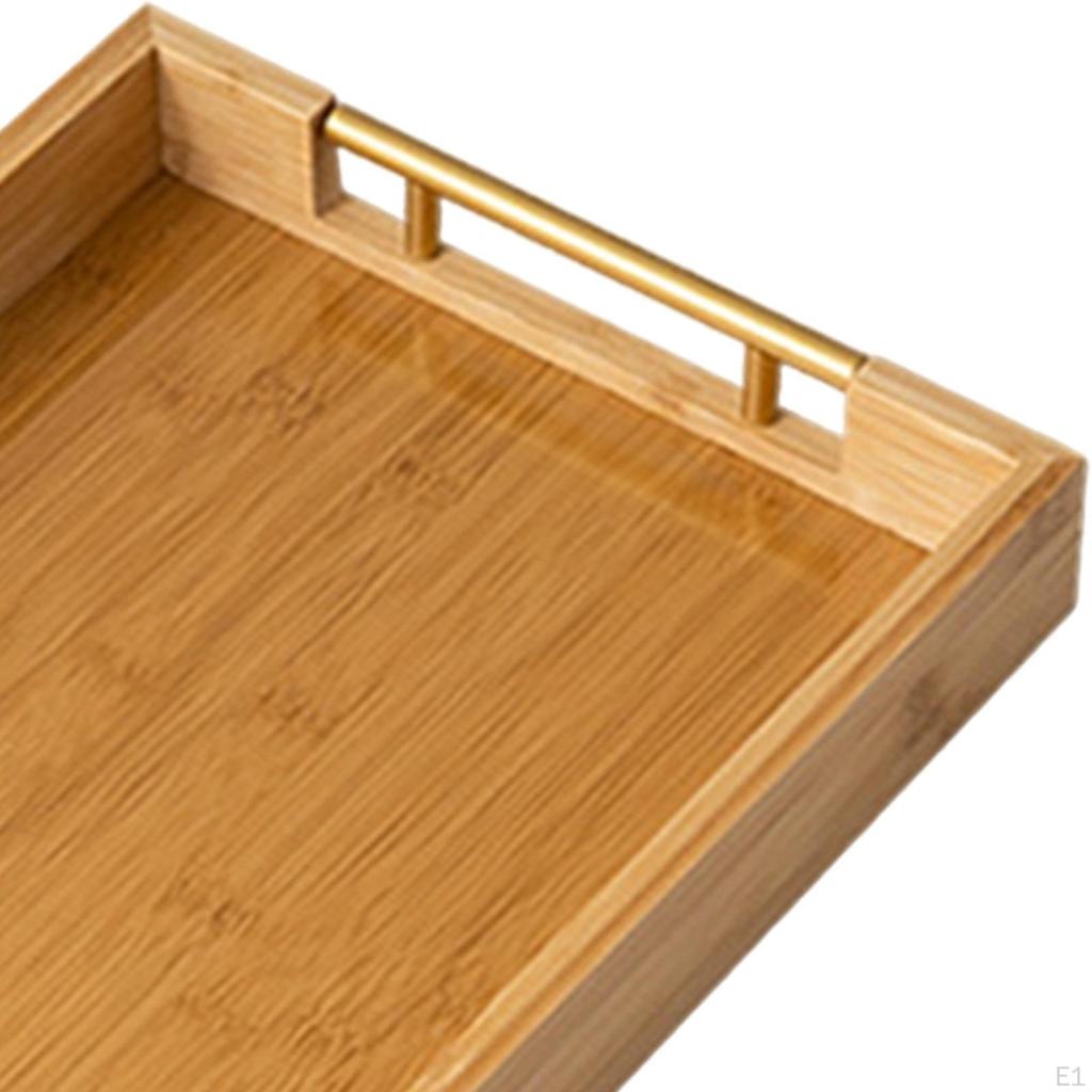 Bamboo Serving Tray Breakfast Rustic Wood Platter Kitchen Food for Lunch