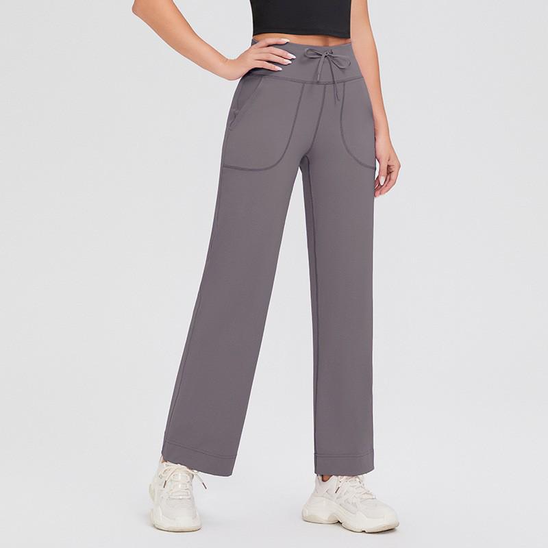 

2024 Женские спортивные брюки нюдового цвета с широкими штанинами и кулиской для йоги - Свободные, Повседневные, Профессиональная фитнес-одежда XXL