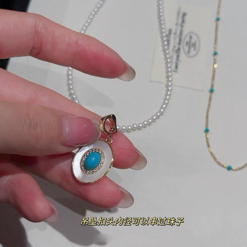 Turquoise Pearl Necklace Stacked Women's Accessories Summer Collarbone Chain High-end Light Luxury Niche Pendant Neck Chain Jewelry