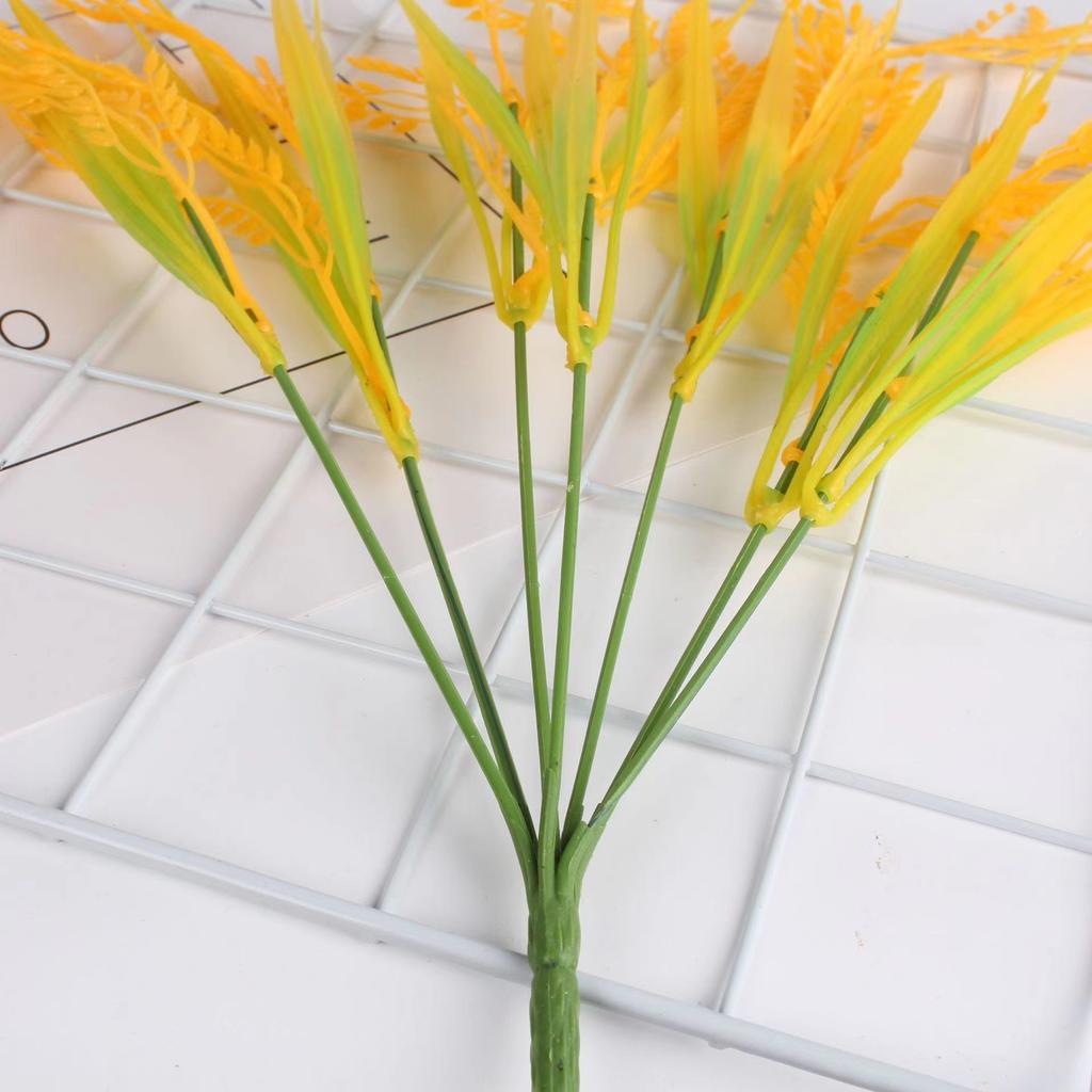 Simulation 7 Fork Rice Wheat Ears, Shooting Props Garden Engineering Decoration, Fake Bouquet Ornament, Rice Simulation Plant
