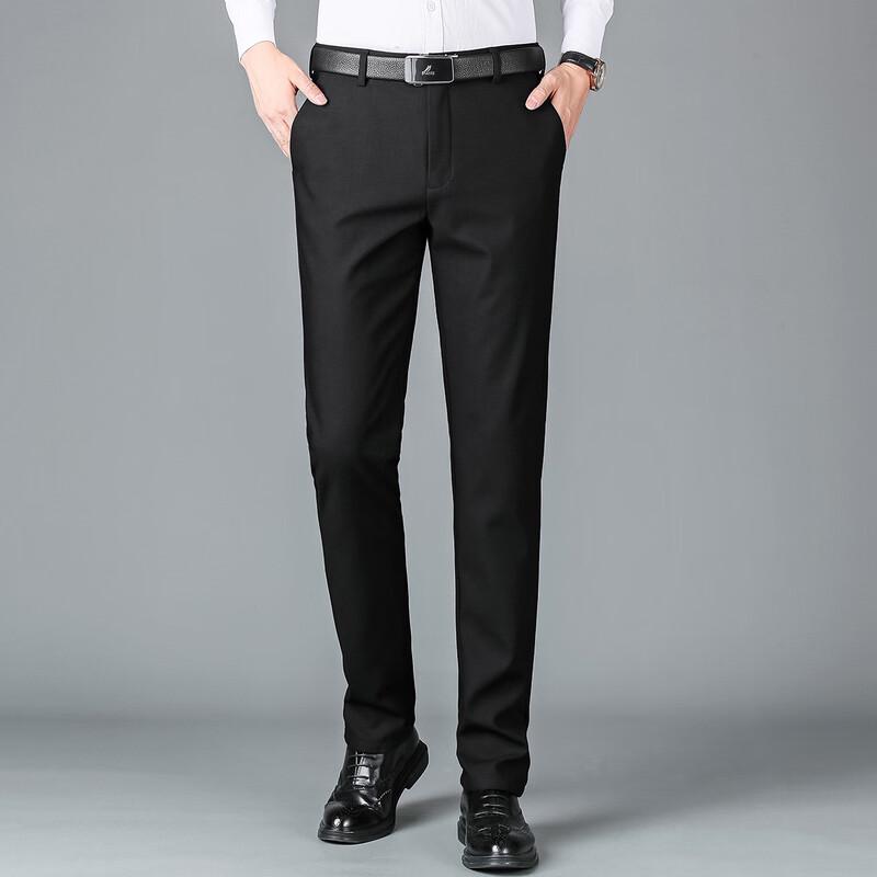 FORTEI Men's Wool Blend Fleece-Lined Straight-Leg Trousers