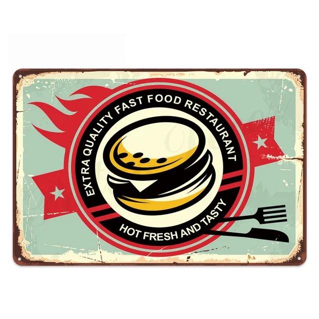 

Вкусный Гамбургер Еда Знаки Металлические Таблички Барбекю Кухня Ресторан Магазин Жестяная Табличка Декоративные Постеры Ретро Железная Живопись 20x30cm