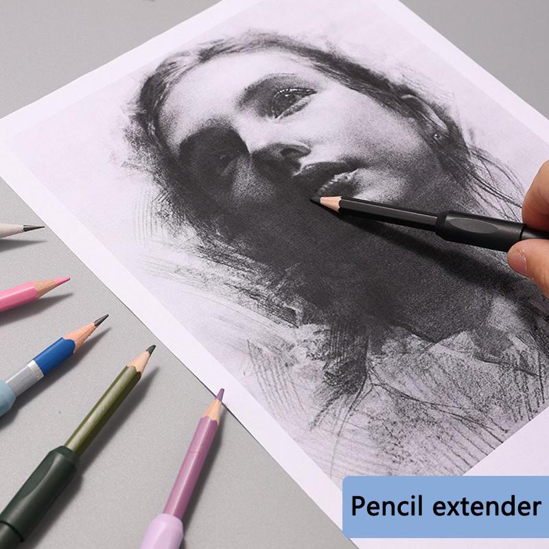 5 Pcs  Pencil Extender Grip Holder for Art Pen Sketching Colored Pencil Case Extension School Office Art Supplies