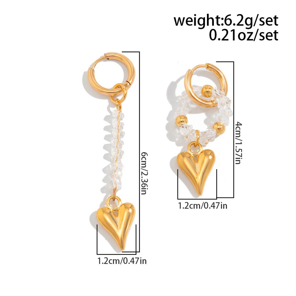 Personality Cold Wind Pentagram Love Pendant Ear Buckle Fashion Irregular Crystal Tassel Ear Ornament Woman