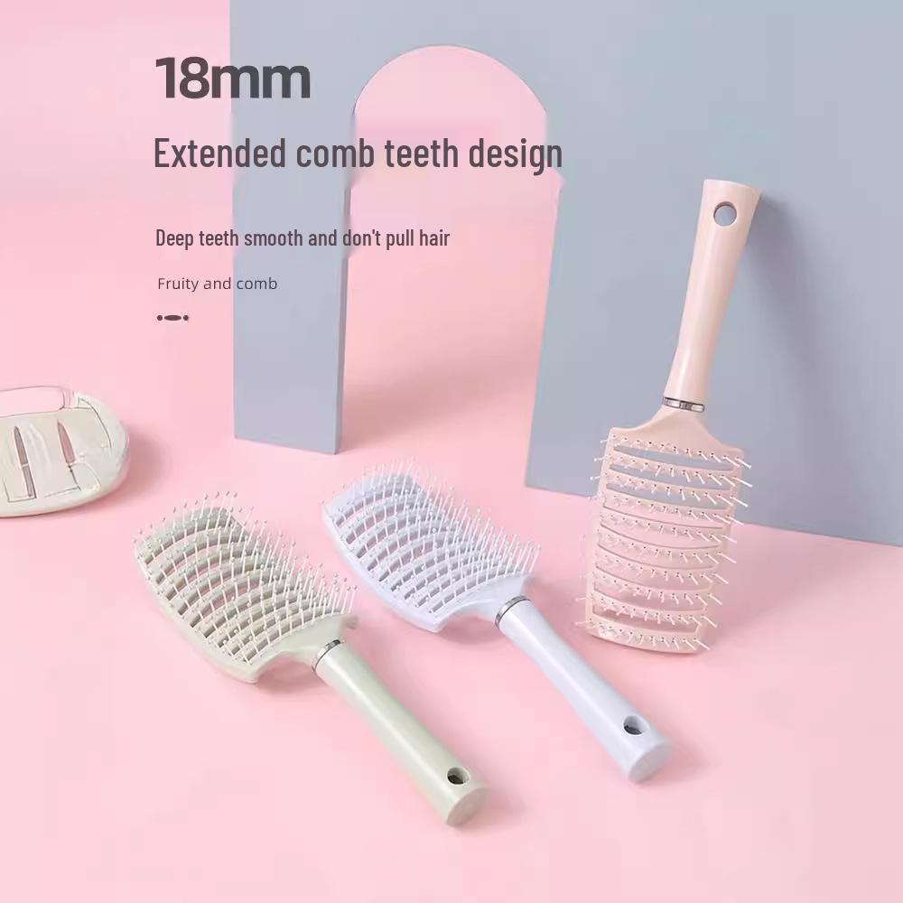 Macaron Large Curved Hairbrush - Anti-Static Scalp Massage & Curling Comb
