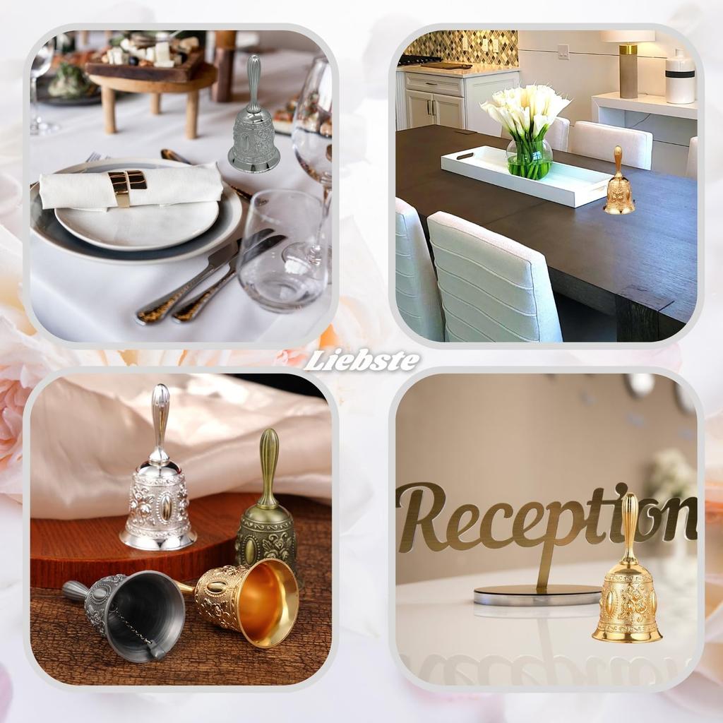 Liebste Hand Call Reception Table Restaurant Triangle Lottery Antique Bell, Bell, Counter, Bell, Bell, (1 Silver)