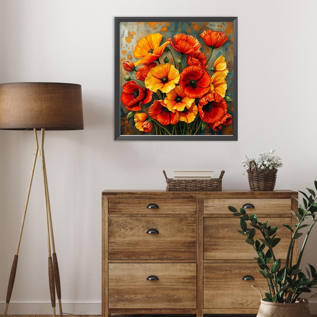 Flowers DIY No Frame Acrylic Oil Painting Numbers Kit 40*40cm Acrylic Paint By Numbers Kit On Canvas for Beginner Wall Decor