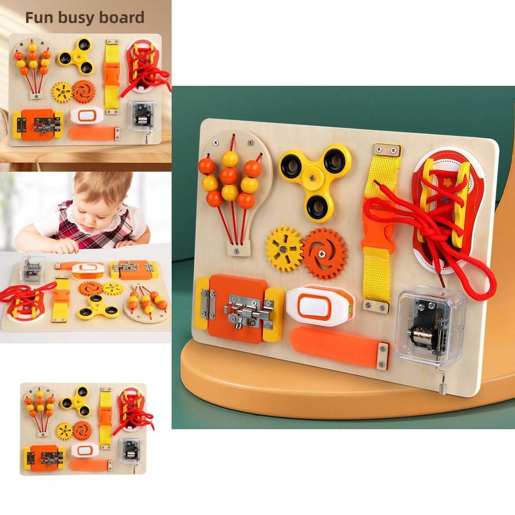 Wooden Music Box Fingertip Gyro Safety Buckle Game Board Children Puzzle Toy For Skill Development