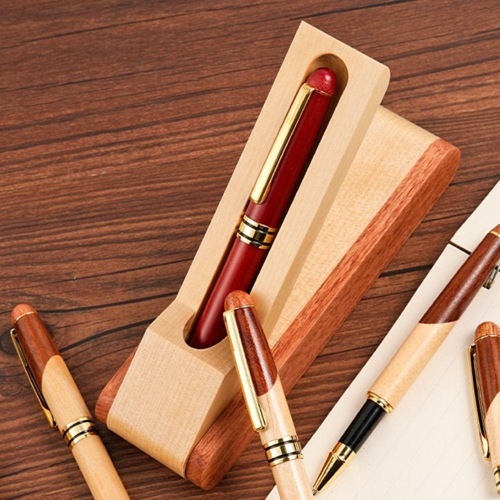 Desk Organizer Wooden Pen Holder Foldable Wooden Pen Box Pen Display Stand  Stationery