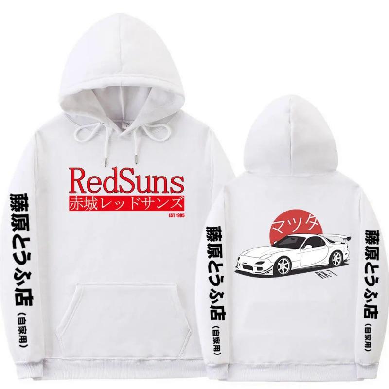 Anime Inicial D Hoodies Mazda RX7 Impressão Hoodie XS branco