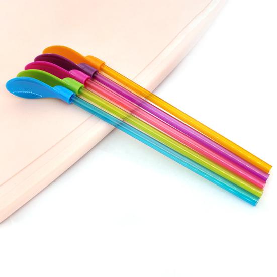 10Pcs 2 In 1 Straw Spoons Reusable Cocktail Straws for Milkshakes Smoothies Spoon Removable Pureed Fruit Straw Spoon for Thick Drinks Coffee Ice Cream