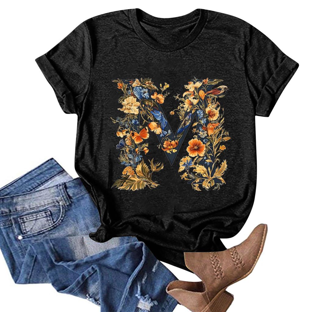 Dámské módní ležérní svetr s kulatým výstřihem a krátkým rukávem s potiskem