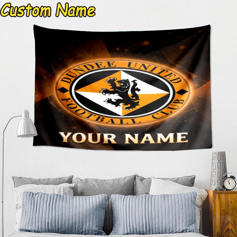 Custom Name Dundee United Crest Design Tapestry Accessories for Bedroom,Livingroom, dormitory Room Wall Hanging Decor, Fan Birthday Gifts