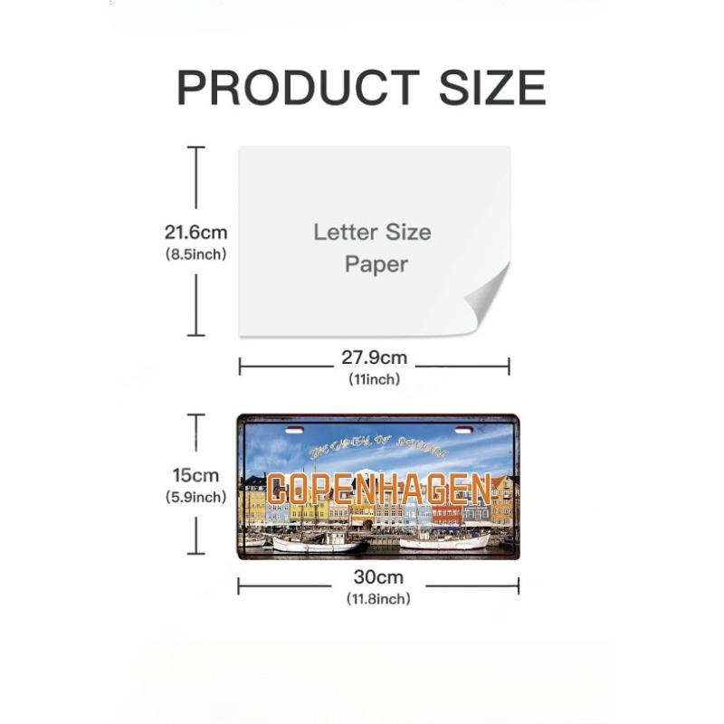 Hauptstadt Kennzeichen Metallposter Schilder Wanddeko Plakette Metall Vintage Blechschild für Restaurant Bar