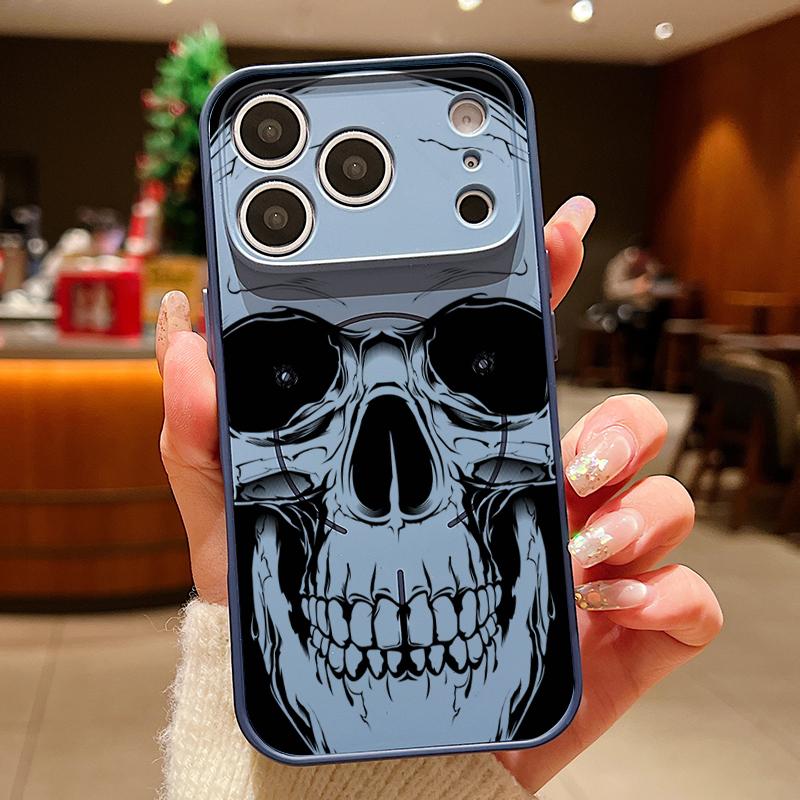 Human Skull Printed Magnetic Phone Case For iPhone 17 Pro Max 16 15 14 13 Pro Max For Magsafe Wireless Charge Hard PC Back Cover