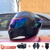 Full Face Motorcycle Helmet With Dual Visor Winter Warm Lining Bluetooth Slot Scooter Riders Men Women All Season