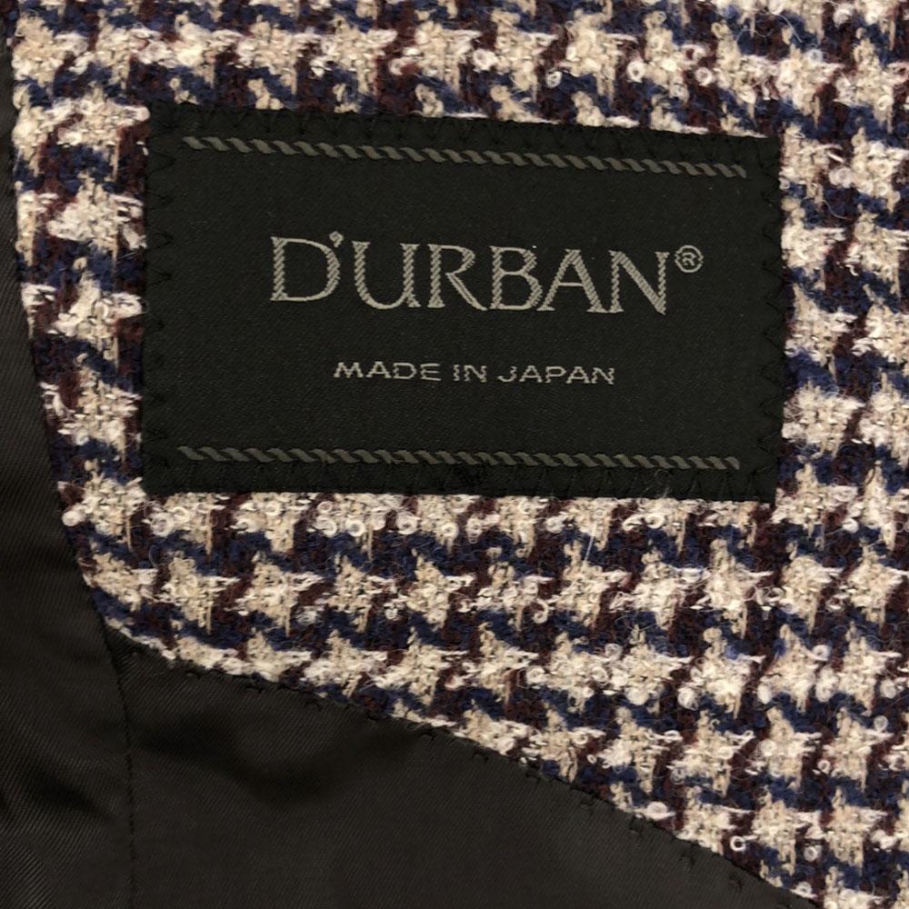 Durban Made In Japan Wool Blend Houndstooth Tailored Jacket Gray Men's Used