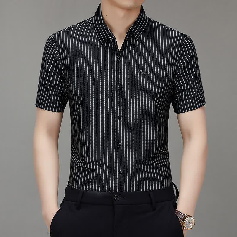 RED DRAGONFLY Men's Striped Short Sleeve Business Casual Shirt