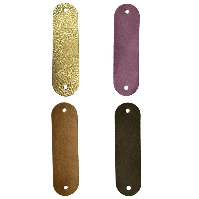 4Pcs Retro Leather Labels with Pre-Punched Holes Sewing On Decorative Label for Handmade Bags Hat Scarf Clothing Project