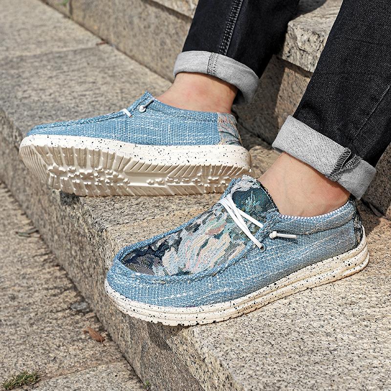 Μεγάλο Μέγεθος 38-48 Ελαφριά Ανδρικά Παπούτσια Καμβάς Αναπνέοντα Slip-on Ανδρικά Casual Επίπεδα Παπούτσια Μόδας Μπλε Άνετα Loafers Παπούτσια Για Άνδρες