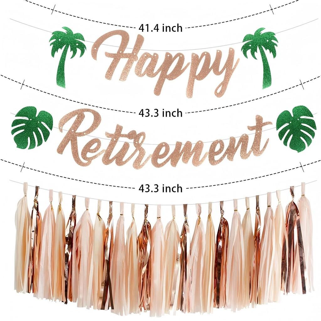 Retirement Theme Party Banner And Tassel With For Summer Event And Background Decor
