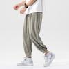 Spring and summer pants men's ice silk trousers trendy casual pants loose straight pants nine-point sweatpants versatile
