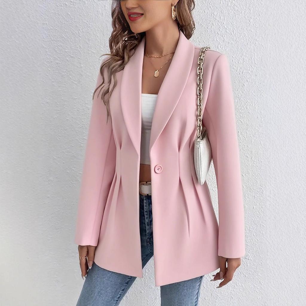 Spot European and American women's clothing elegant fashion temperament commuter slim suit jacket woolen suit jacket