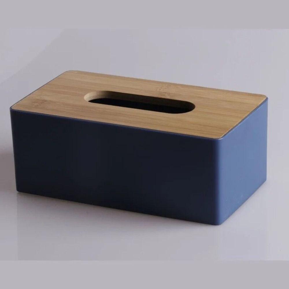 Square Napkin Holder Bamboo Cover Paper Storage Organizer Storage Box Tissue Box Household
