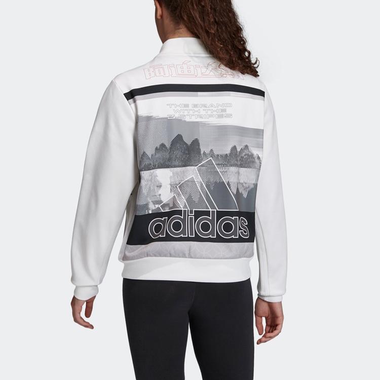 Adidas All Over Print Logo Sports Jacket Women Jackets White FS8983