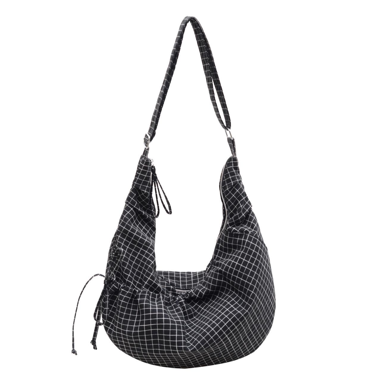 

Korean Plaid Canvas Underarm Bag - Large Capacity Crossbody for Women, 2025 Style чёрный