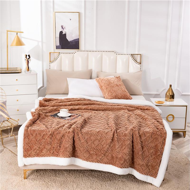 2026 New Fleece Plaid Blanket Thick Wool Blankets Duvet Cover Double Sided Sofa Bed Cover Soft Warm Winter Throw Bedspread Blanket Bedding