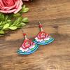 Hand-embroidered retro fabric earrings, flower fringed versatile femininity, stage performance, earrings, earrings.