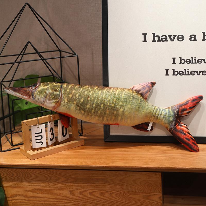 Simulated Piranha Torpedo Dragon Sea Bass Tilted Mouth Little White Rabbit Pillow Long Strip Cute Fish Plush Toy Doll