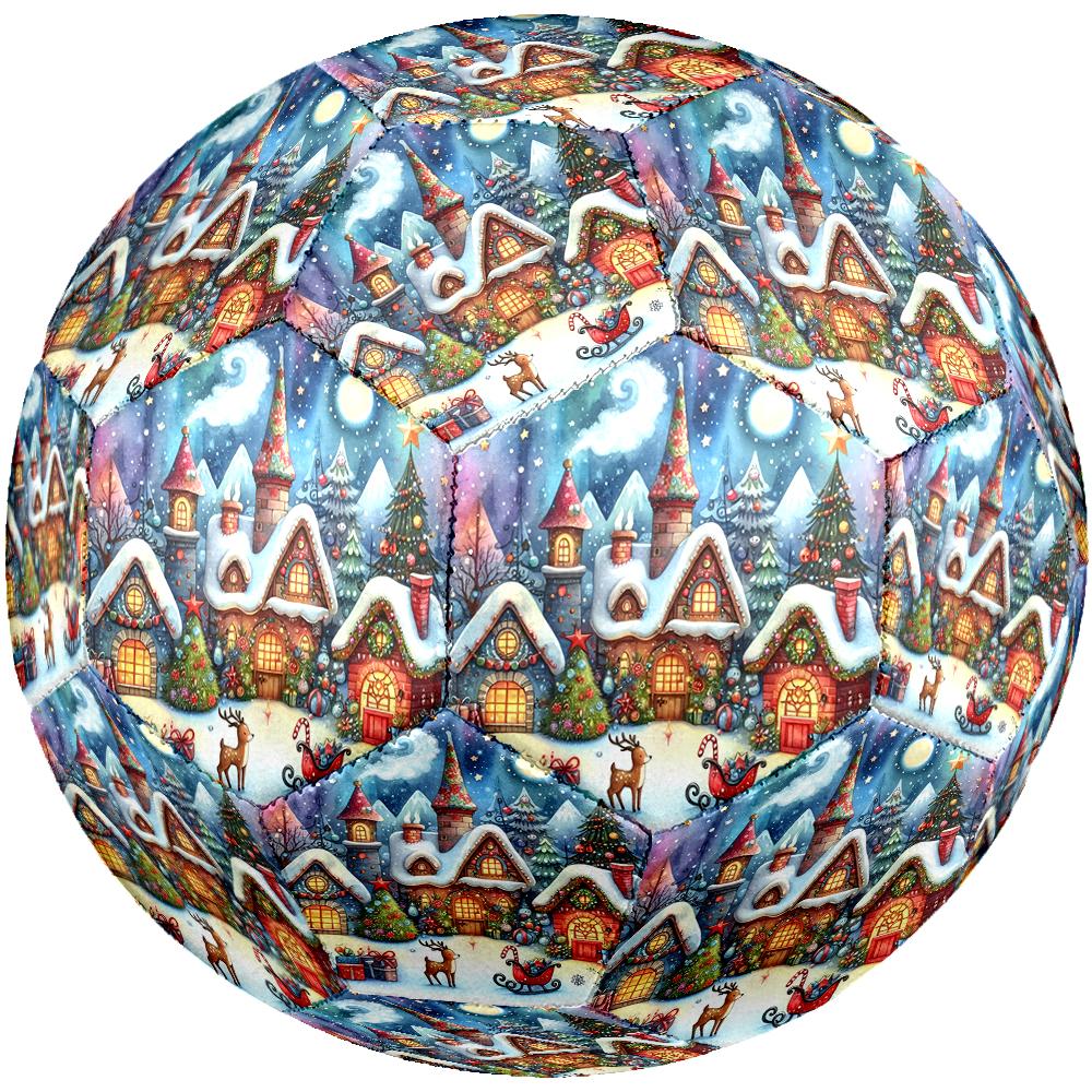 Christmas Street Theme Size 5 Soccer Ball, Suitable for Both Indoor and Outdoor Matches, a Gift Suitable for Everyone.