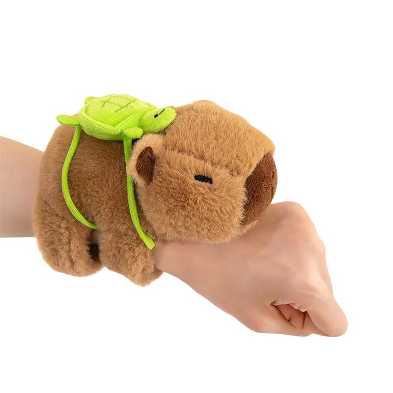 Плюшевый браслет-игрушка Капибара Милый браслет-хлопушка Капибара Симпатичное животное Черепаха Рюкзак Кукла Партнер для велоспорта Подарок на день рождения