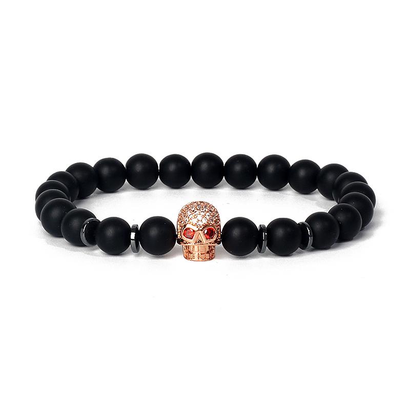 Fashion Crown Skull Punk Bracelets Men Wolf Head Zircon Tiger Eye Bracelets for Women Energy Nature Stone Soul Jewelry Pulsera