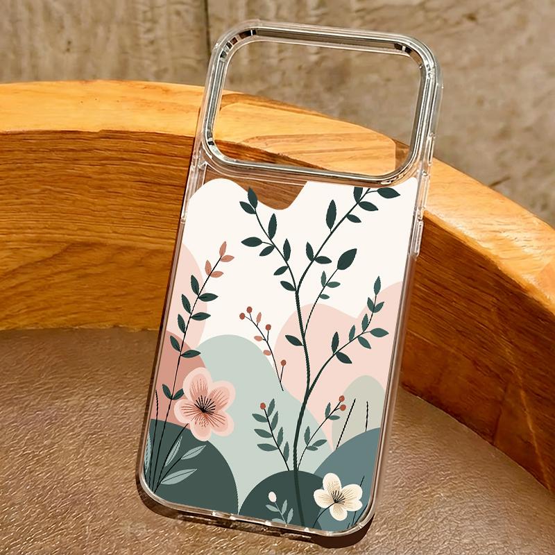 INS Watercolor Floral Case For iPhone 17 Pro Max iPhone 16 15 14 13 Pro Max 11 17e 16e Plating Lens Frame Clear Soft Silicone Back Cover