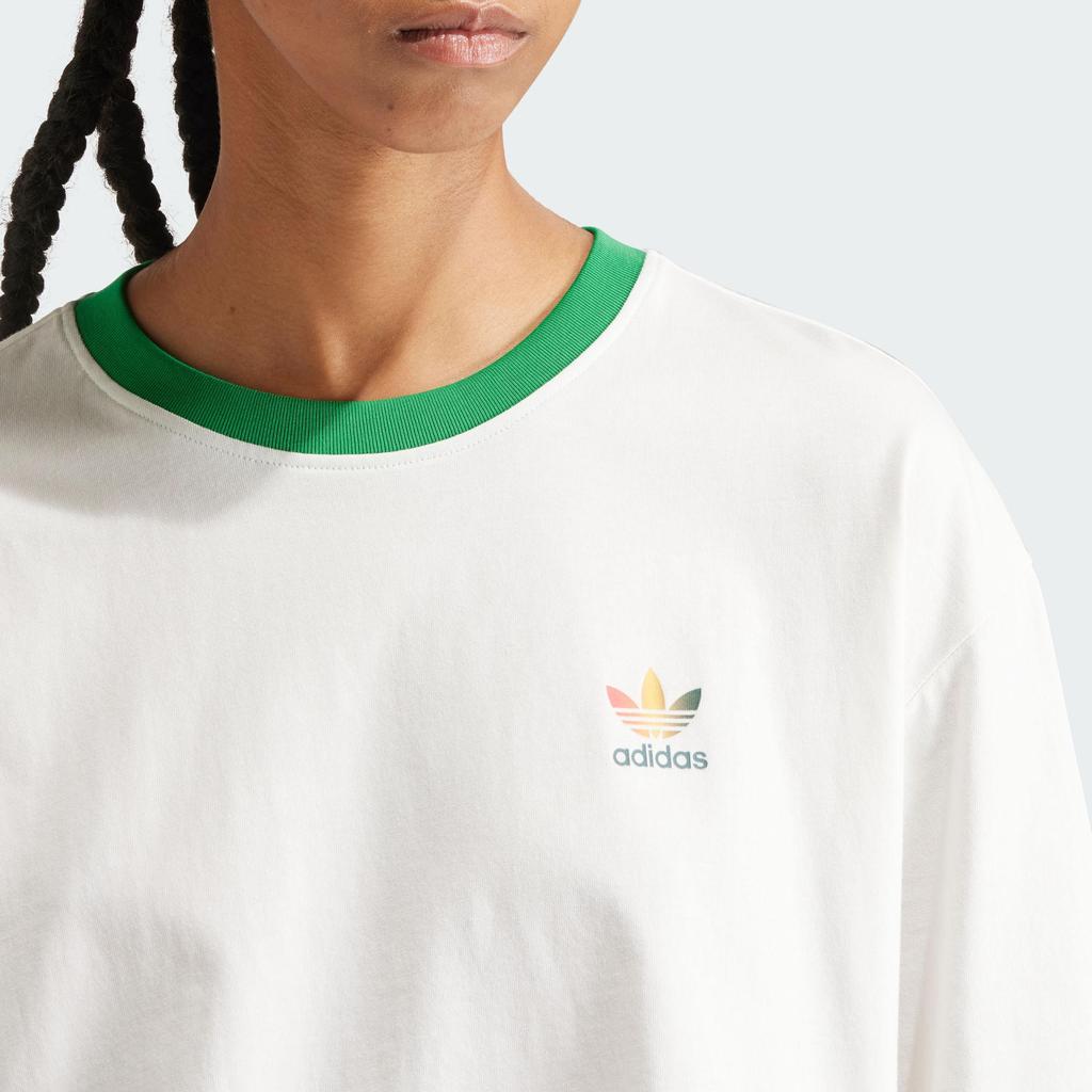 adidas Originals Women's '80s Loose Print Short Sleeve Tee White Green IS0312