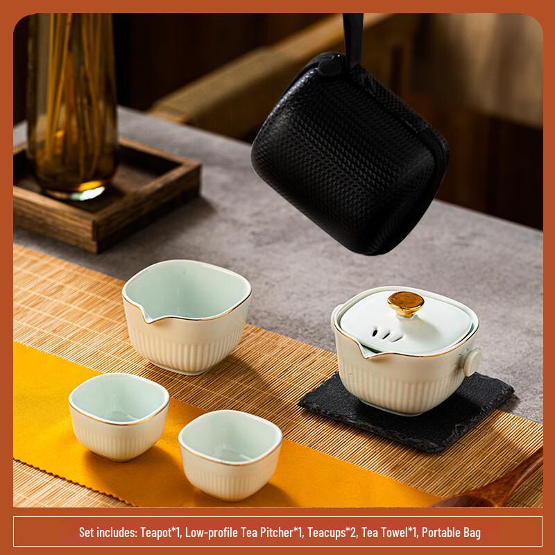 Di Ruien Gold-Rimmed Ceramic Travel Tea Set
