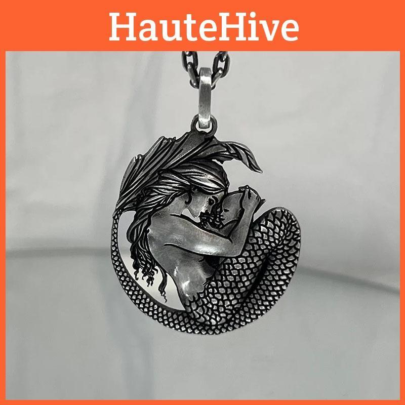 Pendant Fashionable Mermaid Necklace Geometric Pattern Men Decoration Women