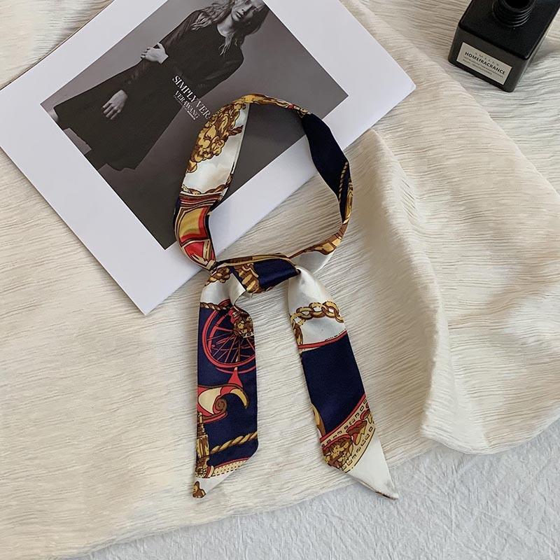 Long silk scarf, new thin and narrow decorative scarf, multi-purpose headscarf, headband, hair tie, bag streamer, gift box strap.