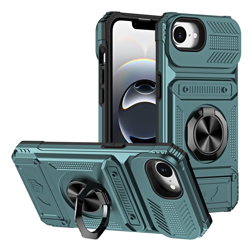 Magnetic Car Holder Ring Shockproof Armor With Card Slot Case For 17e 16e 17 Air 16 15 14 13 Pro Max Plus Back Cover