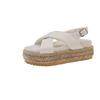 Summer New Intersection Woven Casual Cool Women's Shoes Linen Rope Thick-soled Muffin Sole Sandals Outer Wear Single Shoes