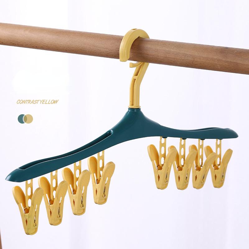 

1PC Multifunction Windproof Drying Rack with 8 Clips Ideal for Clothes Underwear Socks Vibrant Candy-Colored Plastic Hanger