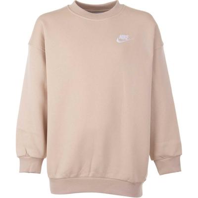 Nike Sportbekleidung Club Fleece Logo Bestickt Rundhals Locker Geschnitten Kinder Oberteile Khaki FD2923126